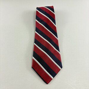 Duxbury LTD. Red / Navy / Silver Striped Men's Tie 3 1/2" x 59" Vintage